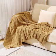 codNordic Waffle Sofa Throw Knitted Blanket Nordic Throw Blankets Khaki Vintage Blankets Bed Sofa Co
