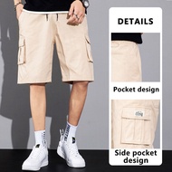 Korean Men Cargo Short Pants Casual Shorts Cotton Cargo Pants Khaki Half Pants Seluar Pendek