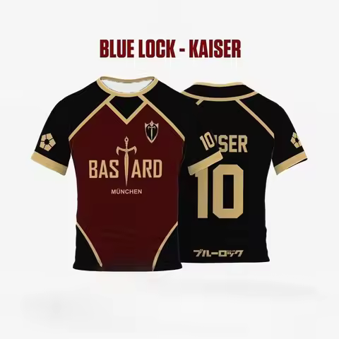 Jersey Futsal Cosplay Football Motif VL Replika Blue Lock Anime Bastard Munchen Men T-shirt Summer S