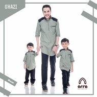 Baju koko Kurta dewasa Ayah dan anak 3-12 tahun lengan pendek Ghazi