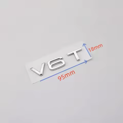 3D Chrome Black V6T Logo Number Letters Car Fender V6 T Emblem Badge Decal A6 C7 A4 4 S4 V6T Sticker