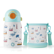 FJbottle Tumbler Kids Water Bottle 400ml With Straw & Bag BPA Free Vacuum Flask 316 Stainless Steel