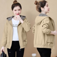 Spring Women Short Coat Hooded Loose Casual Middle-Aged Mother's Jackets