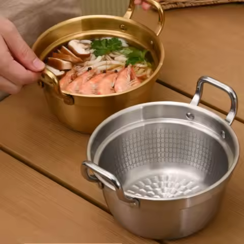 Korean Ramen Noodle Pot Double Handle Household Ramen Pot Ramen Bowls Kitchen Cooking Tools Kitchen 