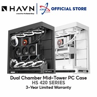 HAVN HS 420 Dual Chamber Mid-Tower PC Case - Black/White