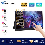 SEYOHTL 15.6 Inch Touch Screen Portable Monitor 2K 1080P FHD IPS HDR Screen with USB-C Mini HD Multimedia Interface Eye Care External Monitor with Dual Speakers for Xbox PS4 Switch PC Phone