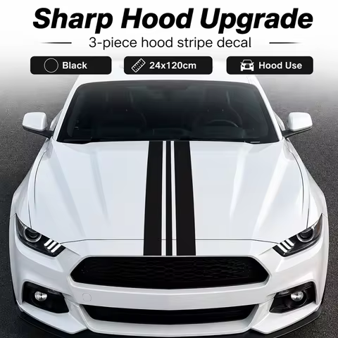 Car Hood Racing Stripe Decal Dual Stripes Vinyl Sticker Set Waterproof Auto Body Decoration DIY Car