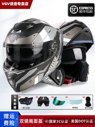 VGV 2025 หมวกกันน็อคแบบเปิดหน้าสำหรับผู้ชายและผู้หญิง หมวกกันน็อคแบบครอบเต็ม 2 กระจก ใช้ได้ตลอดทั้งป