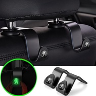 【Peugeot】2/4Pcs Car Luminous Multifunctional Hooks Auto Logo Hidden Seat Rear Hooks Decoration Acces