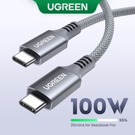 UGREEN 100W Type C 5A Silica Gel Fast Charging Cable E-Marker USB C to USB C Nylon Braided for iPhon