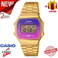 (ของแท้ 100%) นาฬิกา Casio คาสิโอ Digital นาฬิกาข้อมือผู้ชาย/ผู้หญิง สายสแตนเลส รุ่น A168WER-2A ของแท้ ประกัน