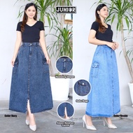 YOU FASHION 57 - SPAN CARGO JEANS SKIRT PREMIUM HIGH WASH DENIM CARGO SPAN SKIRT BLUESnow BLACKSnow