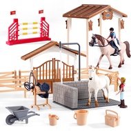 Horse Stable Figurine Playset Horse Club with Rider Horses Toy Figures Animal Toys Set for Boys and 