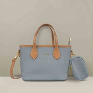 LARRIE Beg Perempuan PU Leather Canvas Mini Tote - F22516-DN01SV