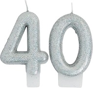 40th Birthday Sparking Celebration Candle - Party Supplies - 2 Pieces