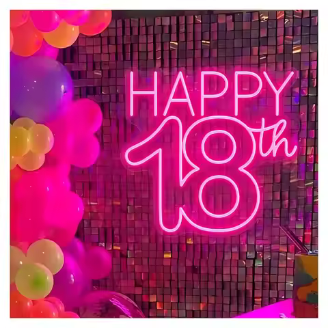 Happy Birthday Neon Sign Custom 18th Birthday Sign Personalized Gift for Teens Room Home Decor Bar C