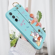 (Wristband Stand) For Realme GT 5G GT Neo2 GT 2 Pro 5G GT Master Cartoon Cute Cat Meow Soft Liquid Silicone Casing Full Cover Camera Shockproof Protection Phone Case