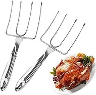 KAYCROWN Turkey Lifter Forks, Stainless Steel Poultry Lifters Set of 2, Roast Lifters Poultry Forks Carving Fork Great for Thanksgiving, Transfer Turkey or Ham Easily