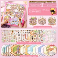 ★★★Large Miniature Scene Collection Coil Landscaping Sticker DIY Toy Game Books 3D Sticker Cabin Sce