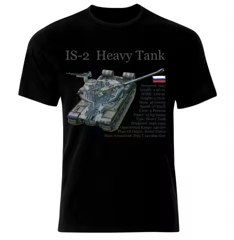 WWII Russia Soviet Union Red Army IS-2 Heavy Tank T-Shirt 100% Cotton O-Neck Summer Short Sleeve Cas