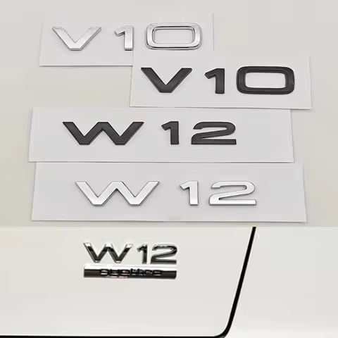3D ABS Car Letters Logo V10 W12 Rear Trunk Badge Side Fender Sticker for Audi A6 A8 Q8 Q7 SQ7 SQ8 S7