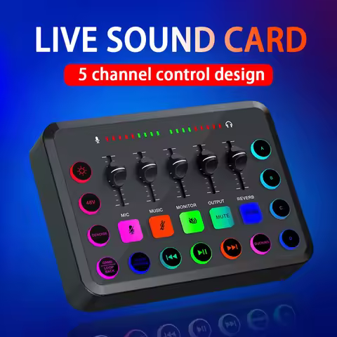 F11 Live sound Gaming Audio Mixer,Streaming 4-Channel RGB Mixer with XLR Microphone Interface,for Ga