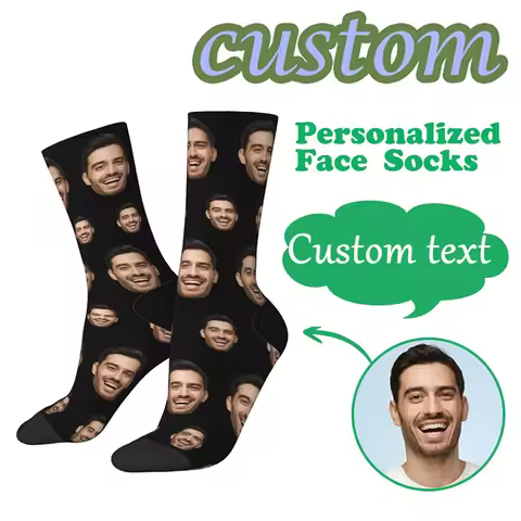 fashion custom face socks 3d printing custom text plus photos trend personality long socks the best 
