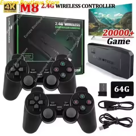 2025 NEW HD game stick Video retro game console 2.4G dual wireless controller Game Stick 4K TV 64G c