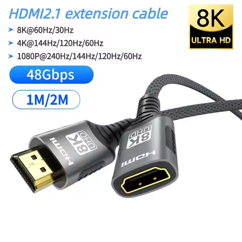 8K@60Hz HDMI 2.1 Extension Cable Bi-Directional 48Gbps Support 4K@120Hz Dynamic HDR Compatible with 