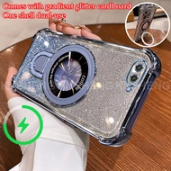 Case for OPPO A3S A5 A12E A1K phone case with four corner anti drop U magnetic bracket flash powder 