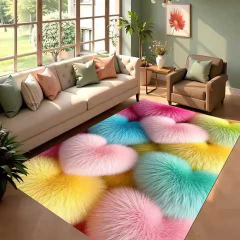 Colorful Dreamy Love Printed Carpet Valentine's Day Decorative Floor Mat Living Room Bedroom Entranc