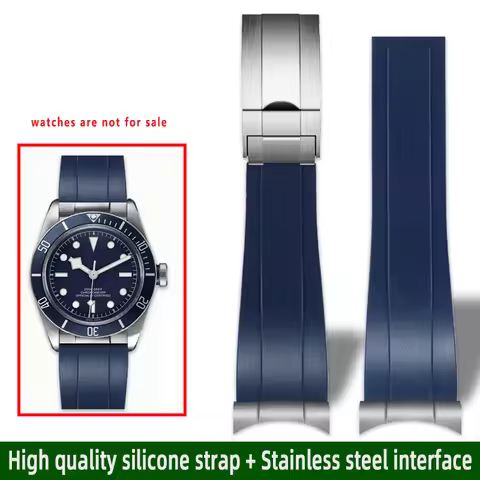 20mm 21mm 22mm Waterproof silicone rubber Watch Band For Tudor M79030N M79360 M79363 Watchstrap Curv