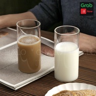 Long heat-resistant cylindrical glass cup