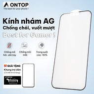 Kính Cường Lực Nhám Gaming Chuyên Dụng Cho iPhone Chống Vân Tay Tuyệt Đối Độ Cứng 6H Có Khung Trợ Dá