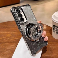 Luxury Glitter Magsafe Magnetic Ring Stand Case for Samsung Galaxy S24 S23 S25 Ultra A55 A35 A25 A15