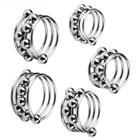 5 Sizes Metal Delay Ring Male Enhancement Cock Ring Adjustable Erectile Support Penile Ring