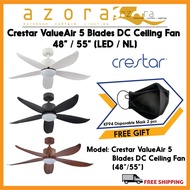 Crestar ValueAir 5Blades Ceiling Fan 48' / 55' with LED Light &amp; Remote Control