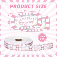 1000 Pcs Valentine's Day Carnival Tickets Roll Pink Circus Raffle Tickets Pastel Carnival Party Tick