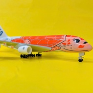 Airbus 380-800 Commercial Airplane Model 2 floors 4 engines ANA "All Nippin Airways" Orange Turtle 2