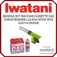 Bundle Set Iwatani Cassette Gas Torch Burner L16.9cm with 3pcs Gas Catridge