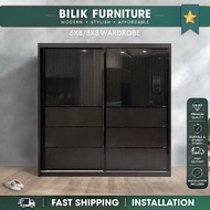 💥 Free Intsall💥- Wardrobe|6x8ft & 8x8ft Wardrobe | 8x8 kaki Almari | Anti-jump | sliding wardrobe