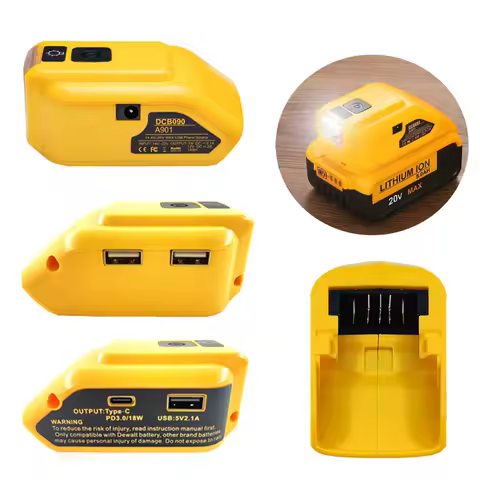 DCB090 Power Source Charger Converter Battery Adapter For Dewalt 18V 20V Lithium Battery With USB Ty