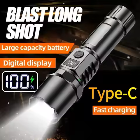 ST-35 High Power Led Flashlight Rechargeable Retractable Flashlight Digital Zoom USB Hand Light For 