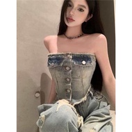 Áo demin ống có chun sau như hình vạt nhọn J77