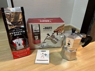 BIALETTI Moka Express 鋁質意大利摩卡咖啡壺 (3杯裝) + 袋裝摩卡咖啡 (250g)