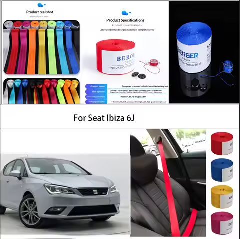 For Seat Ibiza 6J Car Seat Belt Seatbelt Webbing Lap Retractable Safety Strap 48MM