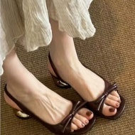 Sweet Style New Bow Open Toe Women's Sandals Thick Heels High Heels Open Toe