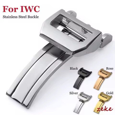 Silver Gold Black Rose Stainless Steel Deployment Folding Clasp for IWC Pilot Portuguese Leather Wat