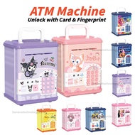 ATM Machine Unlock with Card & Fingerprint Tabung Simpanan ATM Password Safe Box Tabung Music Coin B