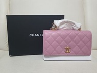 Chanel 粉紅色 荔枝皮WOC with Chanel  字handle